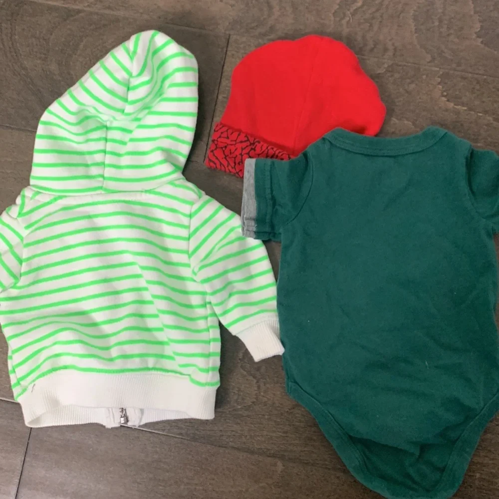 Jordan carters newborn zip jacket onsie and hat lot NB
